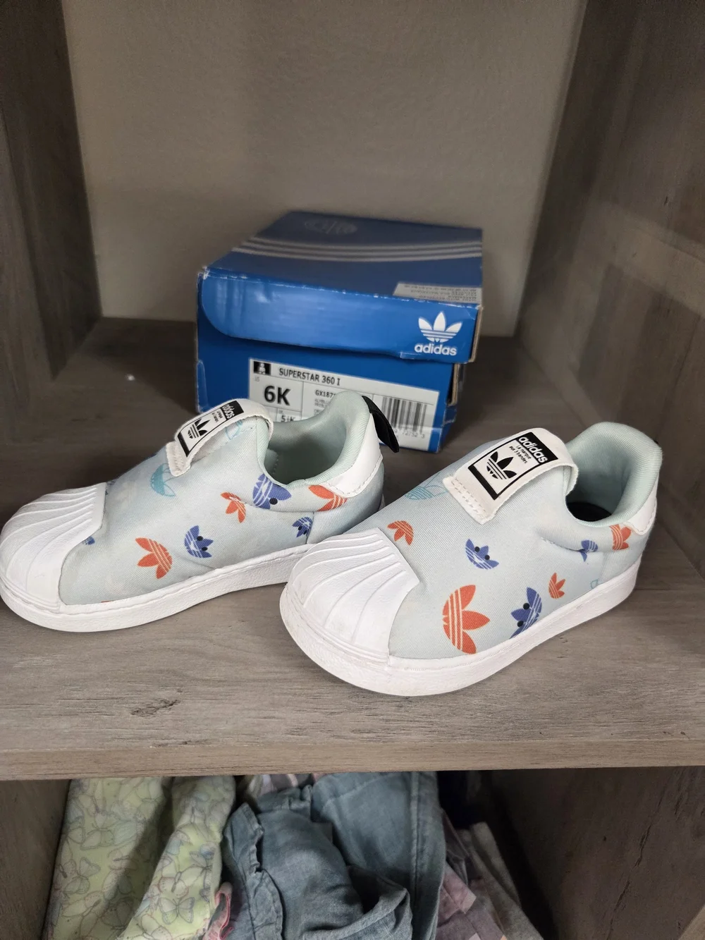 Adidas Kids Light Blue Superstar Slip-On Shoes
